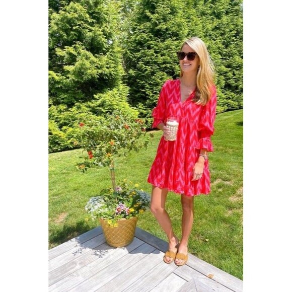 POMANDER PLACE Hot Pink Ikat Kenzo Dress size medium - Picture 9 of 9